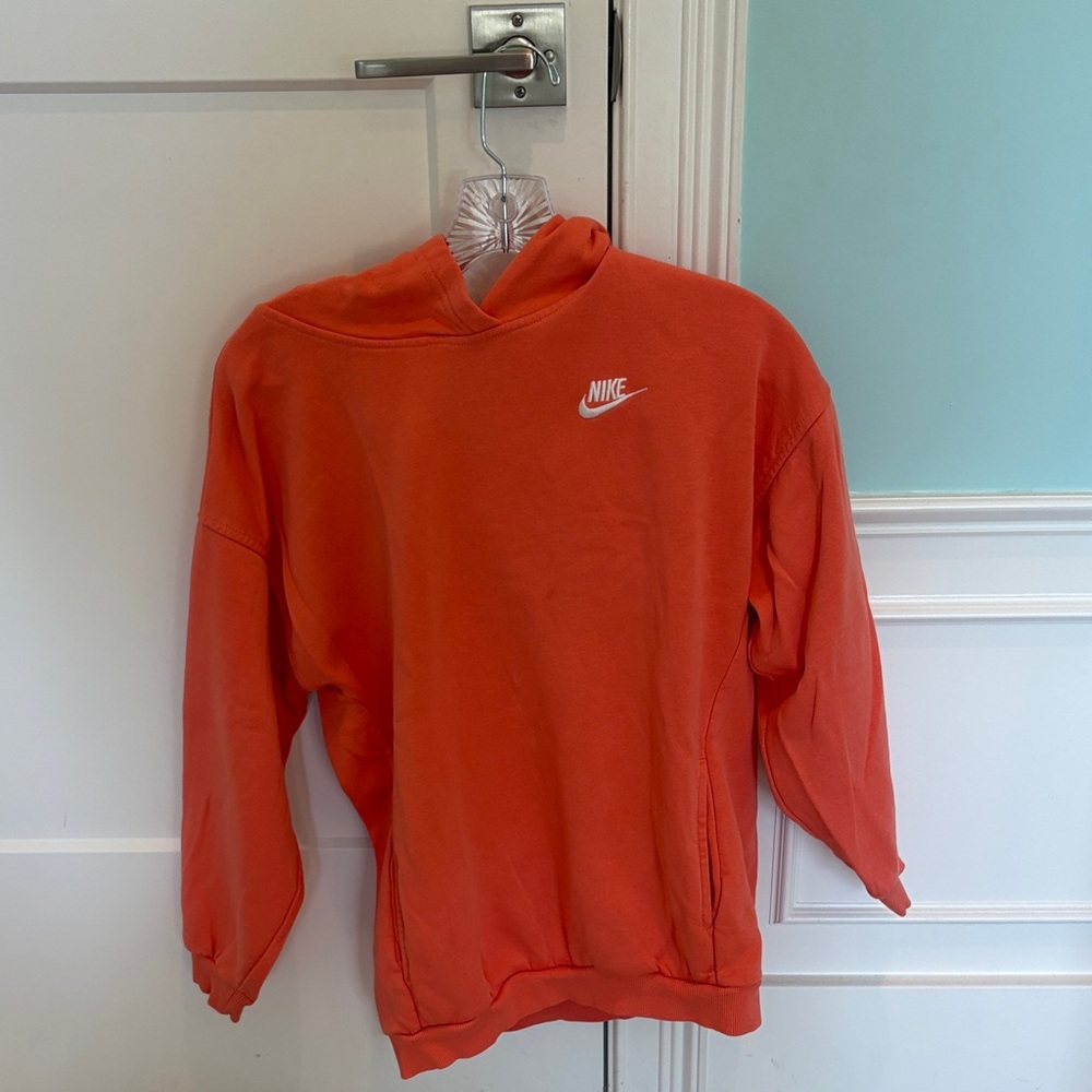 Nike Orange Crewneck Sweatshirt with White Swoosh